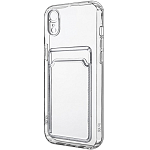 Силиконовый чехол Clear Card для iPhone XR прозрачный с карманом для пластиковых карт