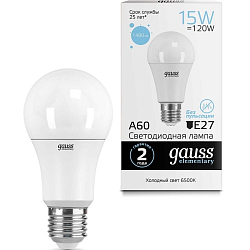 Лампа светодиодная GAUSS Elementary A60 15W/6500K/E27
