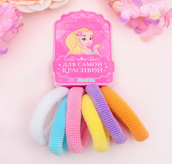 Резинка для волос "Махрушка" набор 6 шт полосы,микс 2789006