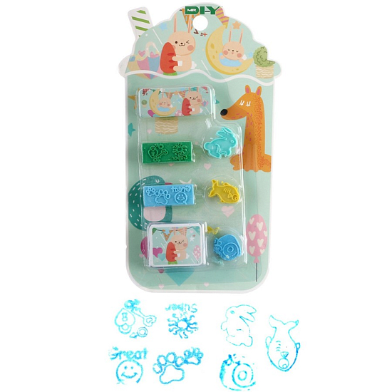 Печать цветная «Зайка», набор 5 шт., штемпельная подушка