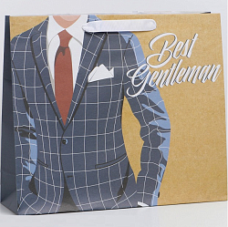 Пакет крафтовый вертикальный «Best gentleman», M 30 х 25.5 х 9 см