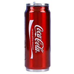 Термокружка металлическая Coca-Cola 350 ml, с трубочкой, пластиковая крышка (16405-10)