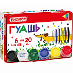Гуашь ПИФАГОР "ВЕСЕЛАЯ ТАКСА", 6 цветов по 20 мл, 192378