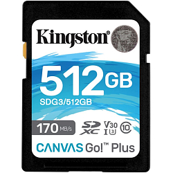 SD 512Gb Kingston Class 10 UHS-I U3 V30 Canvas Go Plus (170/90 Mb/s)