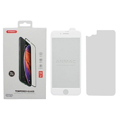 Противоударное стекло ANMAC для iPhone 7/8 Plus белое (+пленка на заднюю крышку)