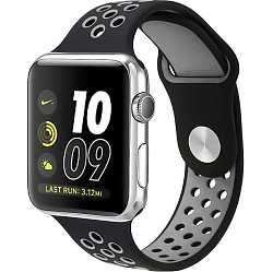 Силиконовый ремешок NIKE BAND 42/44/45/49mm, № 08_черный & серый