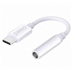 Переходник Jack 3.5 >--> Type-C PERO AD09 белый