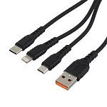 Кабель USB <--> Type-C/Lightning/microUSB  1.0м GoPower GP05-3-1 черный