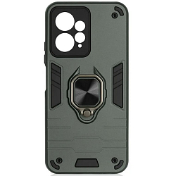 Задняя накладка DF для Xiaomi Redmi Note 12 (4G) DF xiArmor-03 (dark green) с кольцом и креплением для магнитного держателя