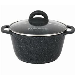 Кастрюля 2,5л KUKMARA линия "Granit" (black) кгч25а, со стеклянной крышкой