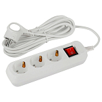 Сетевой удлинитель  5.0м ЭРА Greenline UDL-10-350-ES, 3 розетки, с/з с выкл.10А пластик ПВС 3x0.75мм2 IP20