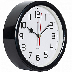Будильник РУБИН "Классика", кварц d=15см, корпус черный (В4-003)