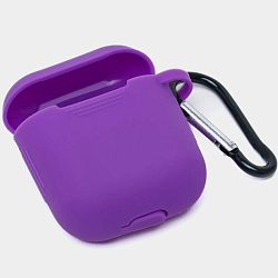 Силиконовый чехол SILICONE CASE для Airpods 1/2, №06_фиолетовый , с карабином