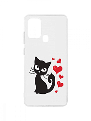 Задняя накладка ZIBELINO Art для Samsung Galaxy A21s (прозрачный) влюбленная кошка