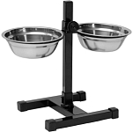Подставка с мисками, 2×500 мл, высота 30 см, разборная, чёрная