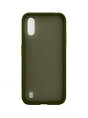 Задняя накладка ZIBELINO Plastic Matte для Samsung Galaxy A01 оливковая окантовка