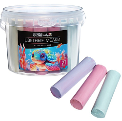 Мелки цветные для асфальта 21 штука, 7 цветов "Фантазия", цилиндр