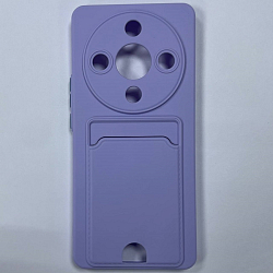 Силиконовый чехол BUTTON для Honor X9B (2024) лиловый , с карманом для пластик карт