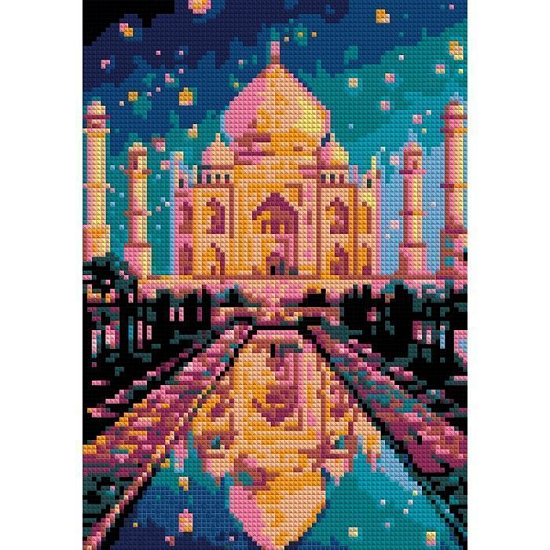 Алмазная мозаика Ночной Тадж Махал 21 × 30 см (полное заполнение)