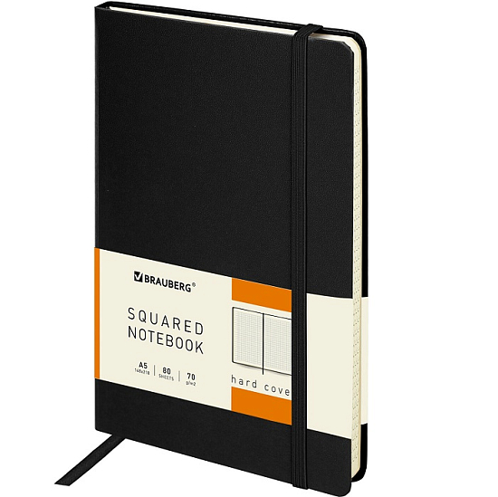 Блокнот А5 148x218мм, BRAUBERG Metropolis, балакрон, 80л, клетка, черный, 111585