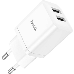 Сетевое ЗУ 2USB 2.1A HOCO N25, Maker, белый, кабель Type-C