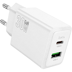Сетевое ЗУ 1USB/1Type-C HOCO N71, белое, PD30W