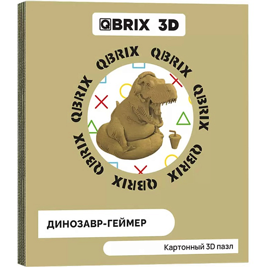 Картонный 3D конструктор QBRIX Динозавр-геймер