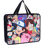 Папка с ручками А4, 33х26 см, на молнии, пластик, Гравити Фолз