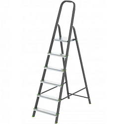 Стремянка СИБРТЕХ, 6 ступеней, стальной профиль, алюминиевые ступени, 97956