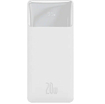 Внешний АКБ BASEUS Bipow 2 10000mAh White, Digital Display, со встроенным кабелемUSB-C 20W