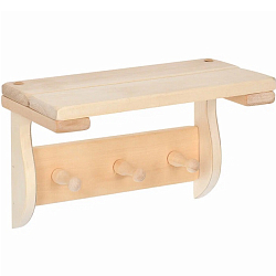 Полка с вешалкой БАННЫЕ ШТУЧКИ, 3 рожка 29х18х14см, липа 32414