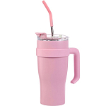 Термокружка, 900 мл, с трубочкой, нержавеющая сталь, розовая 10795128