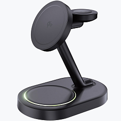 Зарядная станция 3в1 DEPPA Qi2 MageSafe Neo GALAXY, 23Вт, черная (23168)