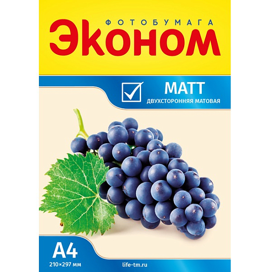 Фотобумага ЭКОНОМ-КЛАСС А4 матовая двухсторонняя 170г/м 100л.