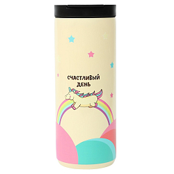 Термокружка, 400 мл, Coffee "Счастливый день", сохраняет тепло 8 ч   9768385