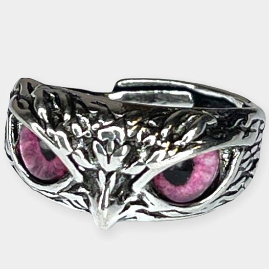 Кольцо "Совиный взгляд" розовый,безразмерное