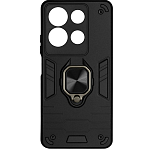 Силиконовый чехол DF для Infinix Note 30 DF inArmor-10 (black) с кольцом и метллической пластиной для магнитного держателя