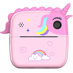 Детская камера c печатью фотографий Kid Joy, Print Cam, 2,4'' HD экран,(P23) c картинкой единорога, розовая