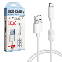Кабель USB <--> microUSB  1.5м ISA белый