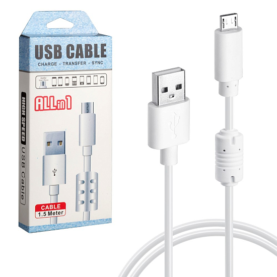 Кабель USB <--> microUSB  1.5м ISA белый