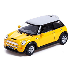 Машина металлическая Mini Cooper S, 1:28, открываются двери, инерция, цвет желтый 7601414