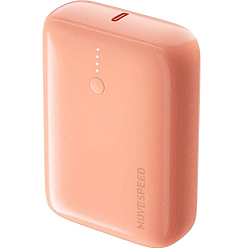 Внешний АКБ Movespeed, 1 порт USB-C, 1 порт USB-A, 2 встроенных кабеля USB-C, 10000mah (YSPBQ10) Розовый