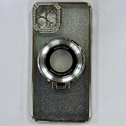 Задняя накладка NONAME для iPhone 11 Pro Max  с гальваническим магнитным держателем цвет серебро