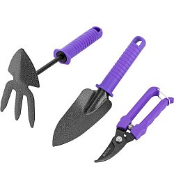 Набор садового инструмента с секатором, пластиковые рукоятки, 3 предмета, STANDARD// Palisad 629048