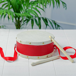 Барабан с 2 палочками на верёвке 12,5х12,5х6 см   4619658