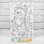 Картина по номерам «Медвежонок на качели» на подрамнике 20×30 см