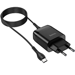Сетевое ЗУ 1USB 2.4A HOCO, C72Q, Glorious, microUSB, черное, QC3.0