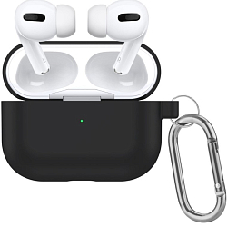 Силиконовый чехол SILICONE CASE для AirPods Pro 2_01_черный, с карабином