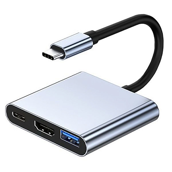 USB-Хаб  JETACCESS JA-HV10, серый, 3в1 для ноутбуков, планшетов и смартфонов