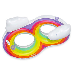 Надувной круг-кресло BESTWAY 43648, 186х116см "Радуга" для двоих, с ручками